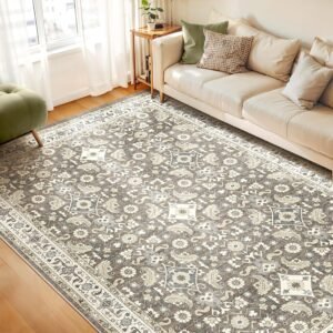 Living Room Area Rugs 9x12: Soft Non-Slip Backing Washable Rugs Vintage Large Carpet for Bedroom Office Dining Room